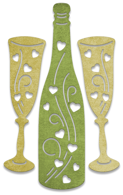 Champagne Glasses with Bottle Dies