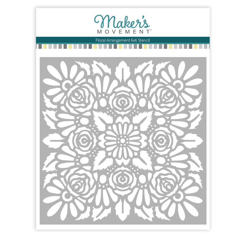 Floral Arrangement 6" x 6" Stencil