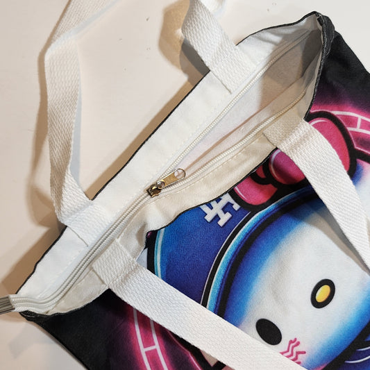 Hello Kitty Dodgers - Canvas Tote Zipper Closure