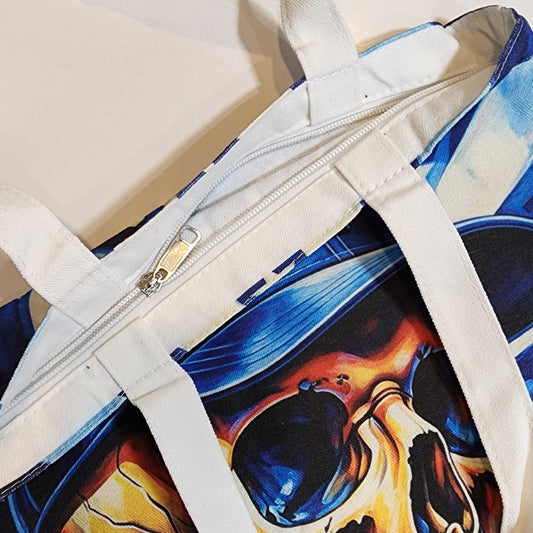 L.A. Skull - Canvas Tote Zipper Closure