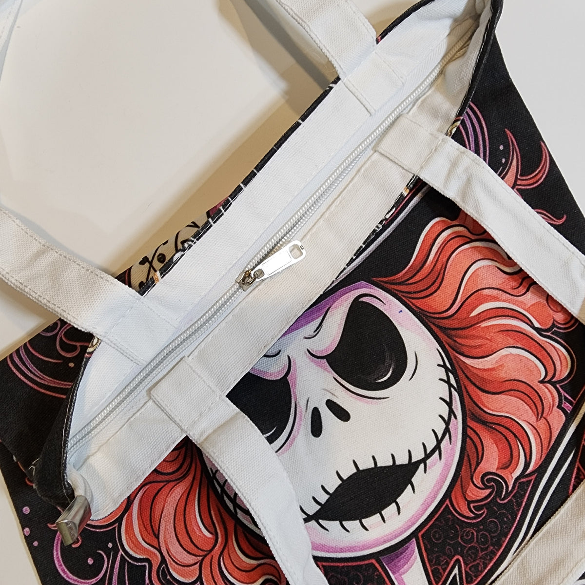 Mad Hatter Jack - Canvas Tote Zipper Closure