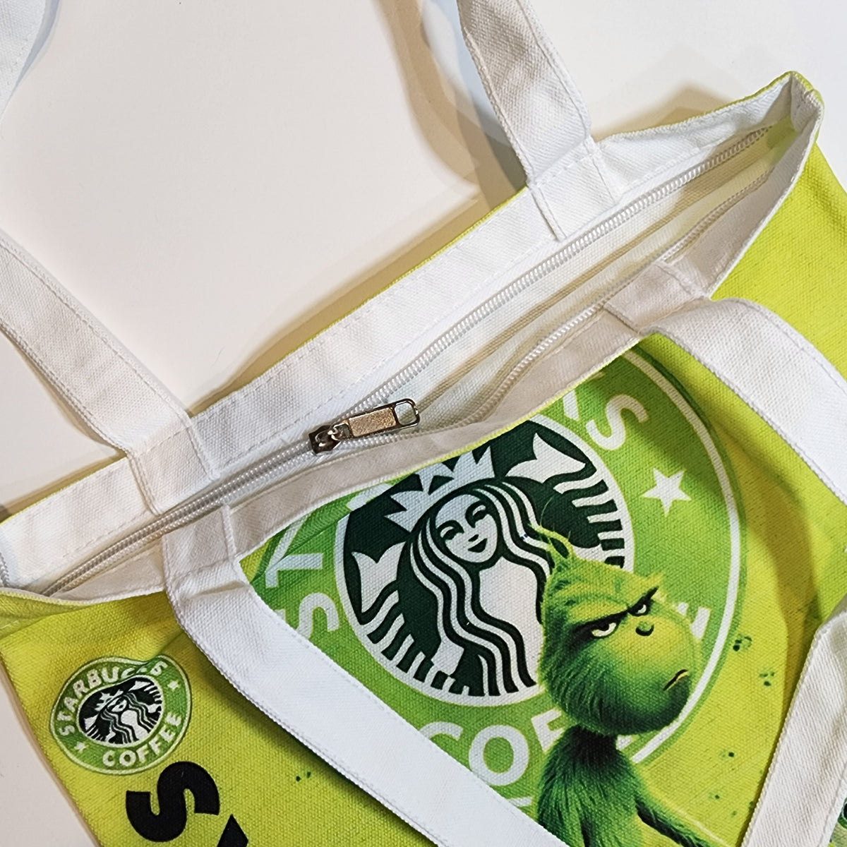 SBX + Grinch - Canvas Tote Zipper Closure