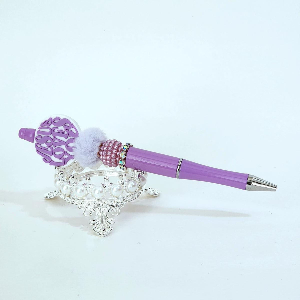 Jesus Loves You Beaded Pen (purple)