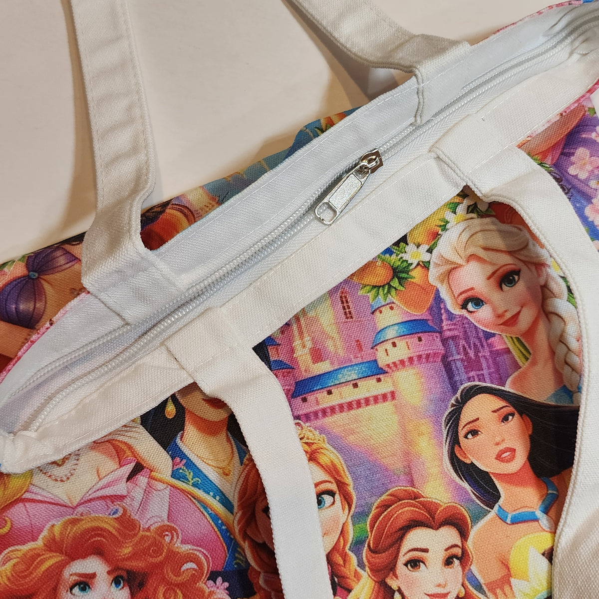 Princesses - Canvas Tote Zipper Closure