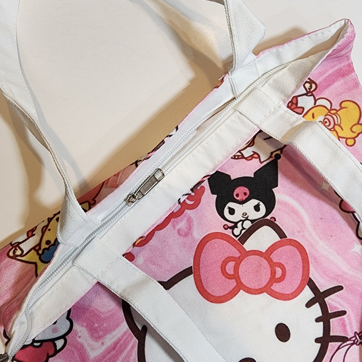 HK & Friends Pink - Canvas Tote Zipper Closure