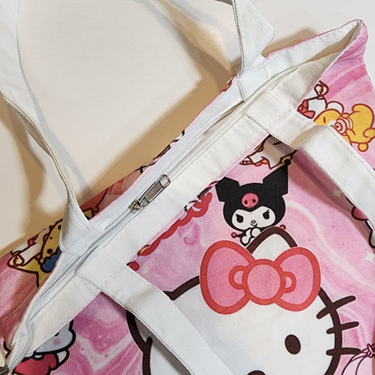 HK & Friends Pink - Canvas Tote Zipper Closure