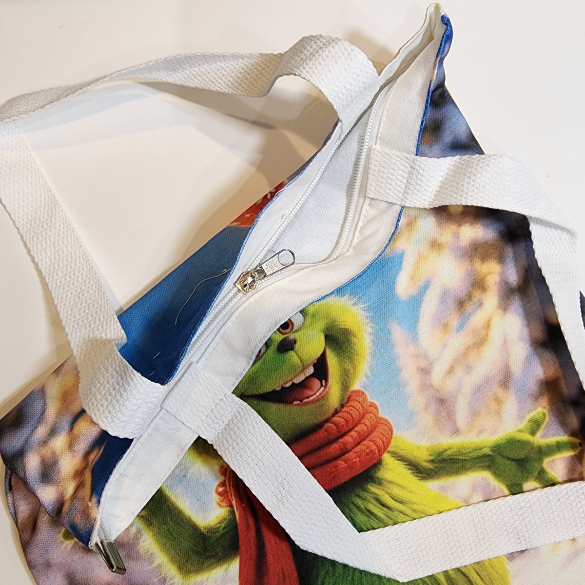 Grinch Snow Day - Canvas Tote Zipper Closure