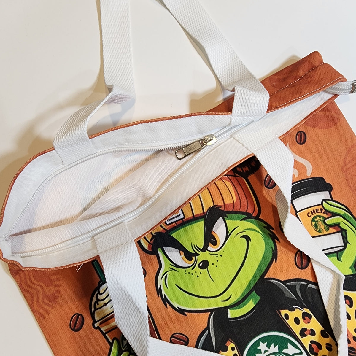 PSL Grinch - Canvas Tote Zipper Closure