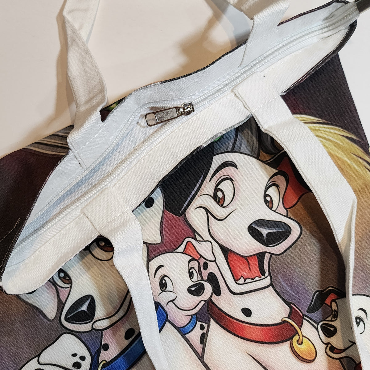Dalmatians & Cruella de Vil - Canvas Tote Zipper Closure