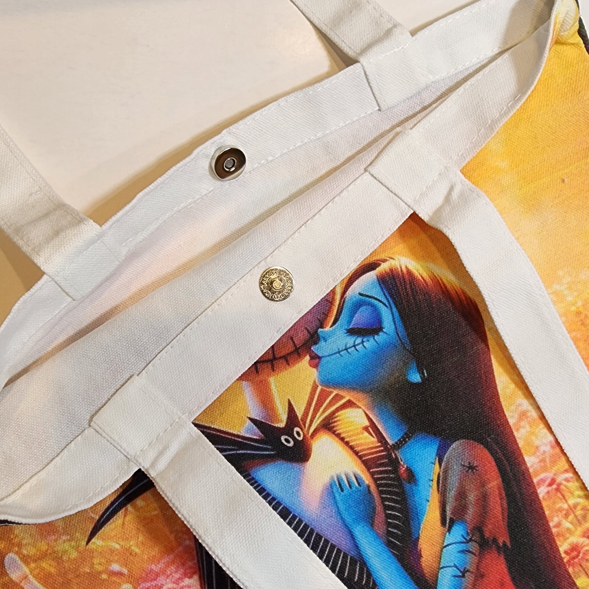 Jack & Sally Kiss - Canvas Tote Snap Closure