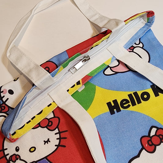 HK Colorful Circles Canvas Tote - Zipper Closure
