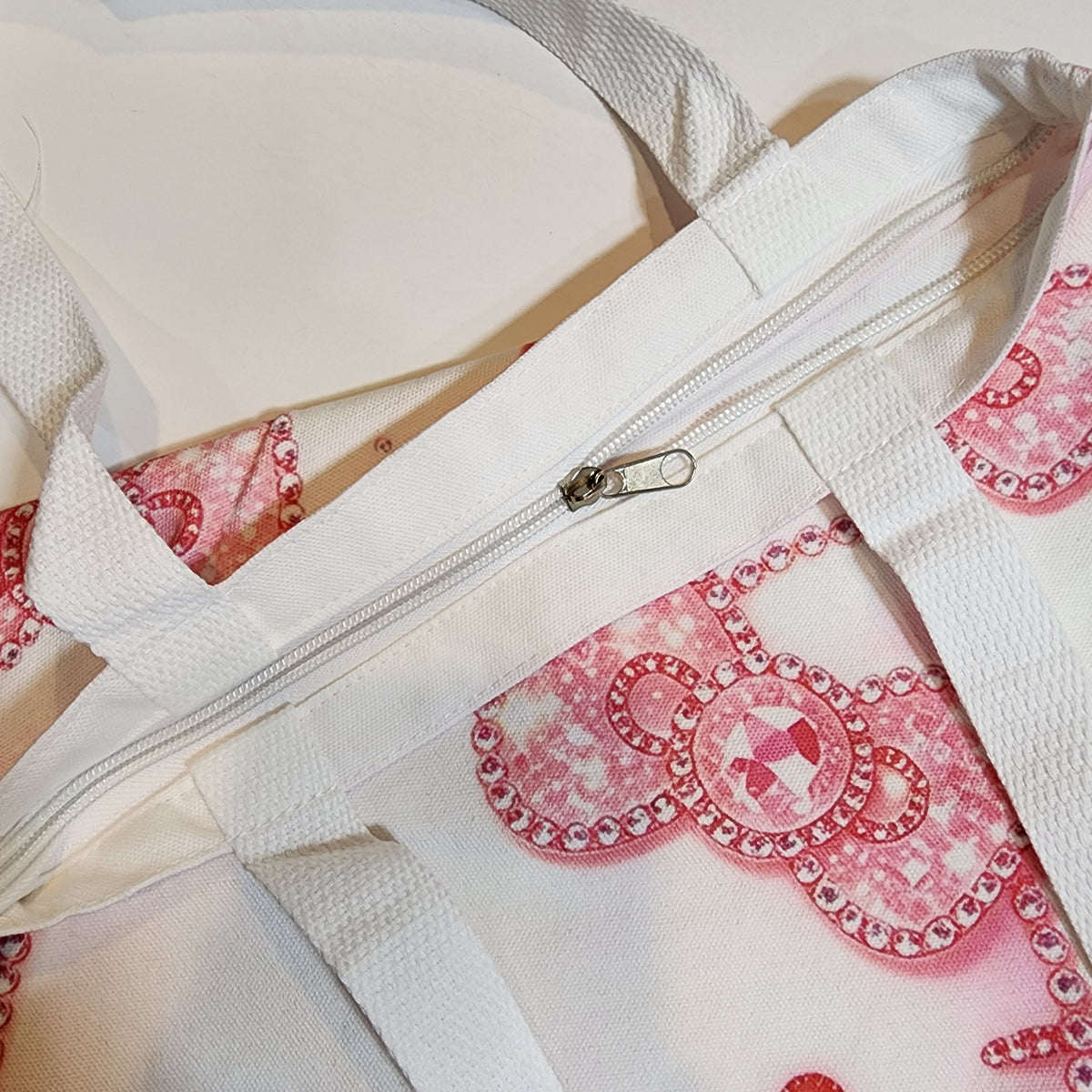 HK Pink Gems - Canvas Tote Zipper Closure