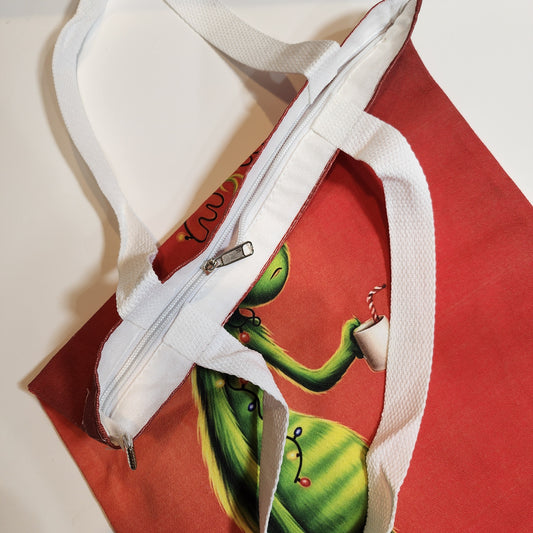 Tangled Grinch - Canvas Tote Zipper Closure