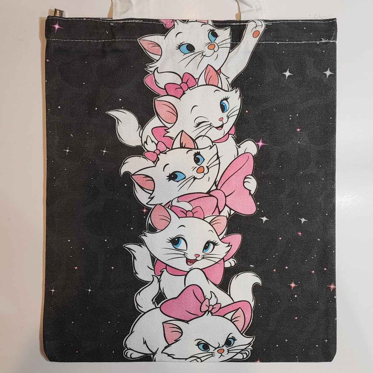 Marie Cat Poses - Canvas Tote Zipper Closure
