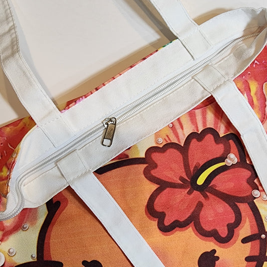 HK Under the Sea - Canvas Tote Zipper Closure