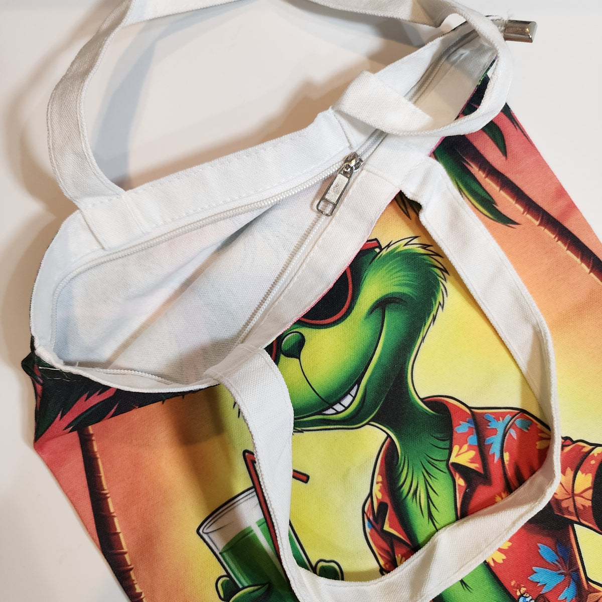 Summer Grinch - Canvas Tote Zipper Closure