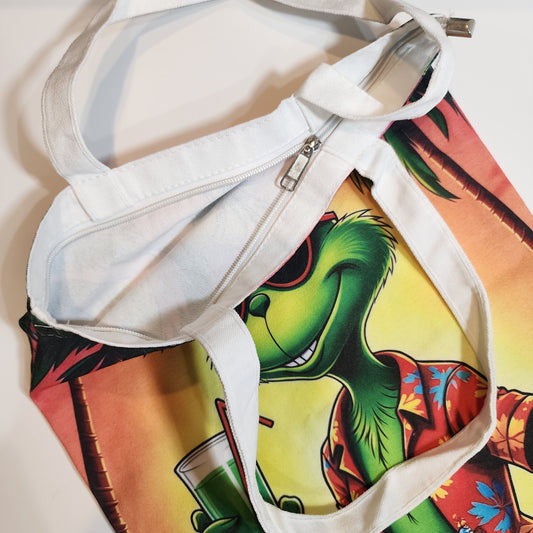 Summer Grinch - Canvas Tote Zipper Closure