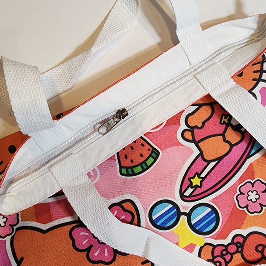 HK Surfs Up - Canvas Tote Zipper Closure