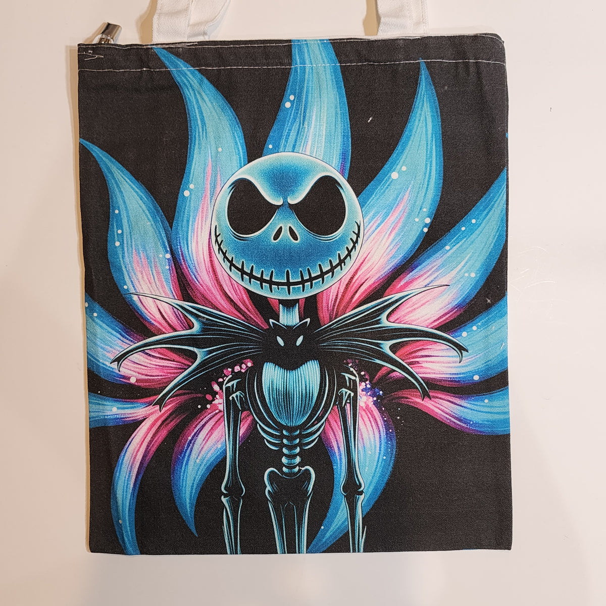 Jack Pink & Blue Floral - Canvas Tote Zipper Closure