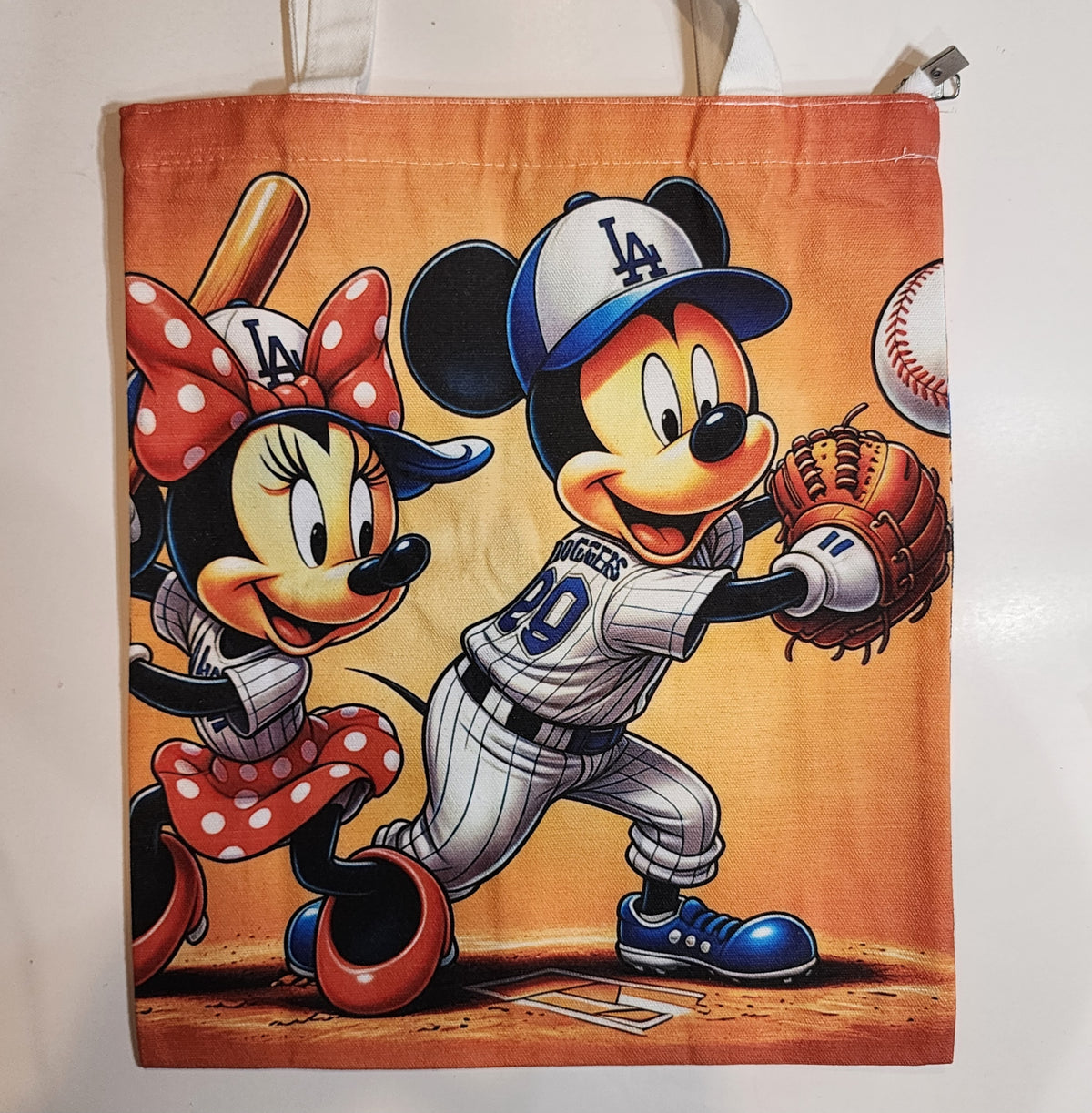 L.A. Mickey & Minnie - Canvas Tote Zipper Closure