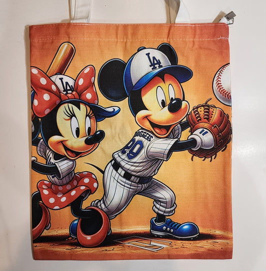 L.A. Mickey & Minnie - Canvas Tote Zipper Closure