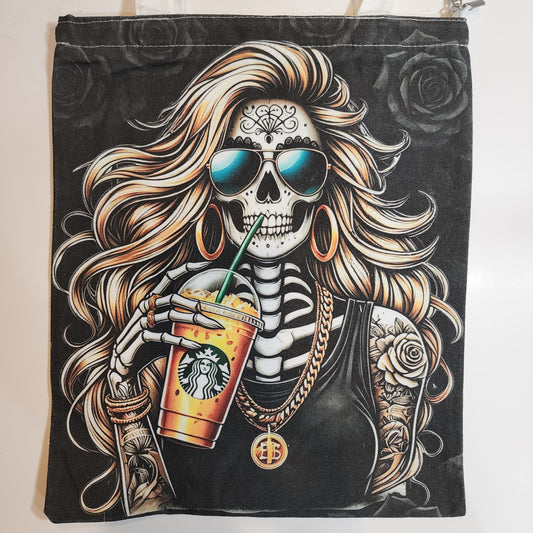 Tatted Tired Bones - Canvas Tote Zipper Closure