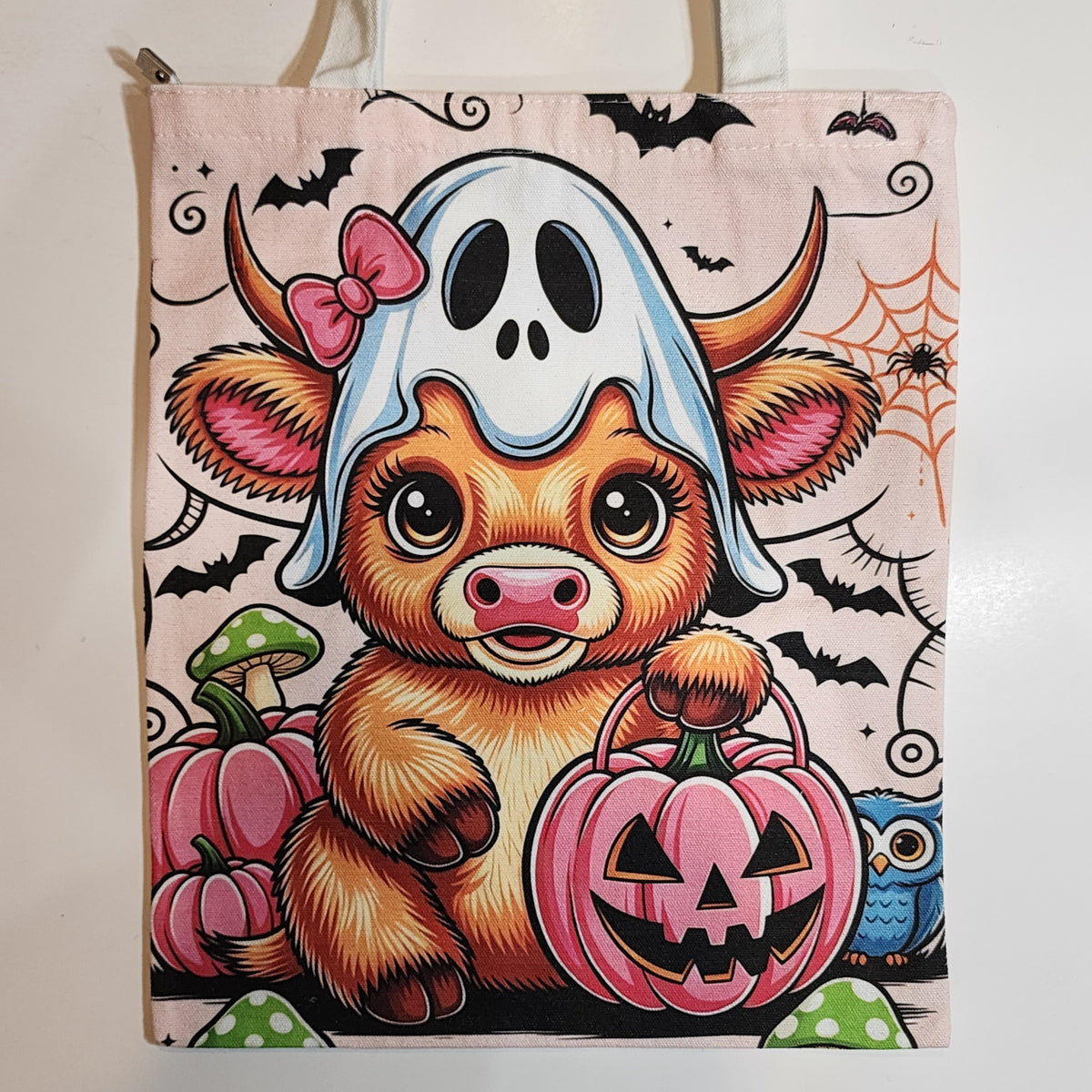 Moo Moo Too Cute To Spook 2 - Canvas Tote Zipper Closure