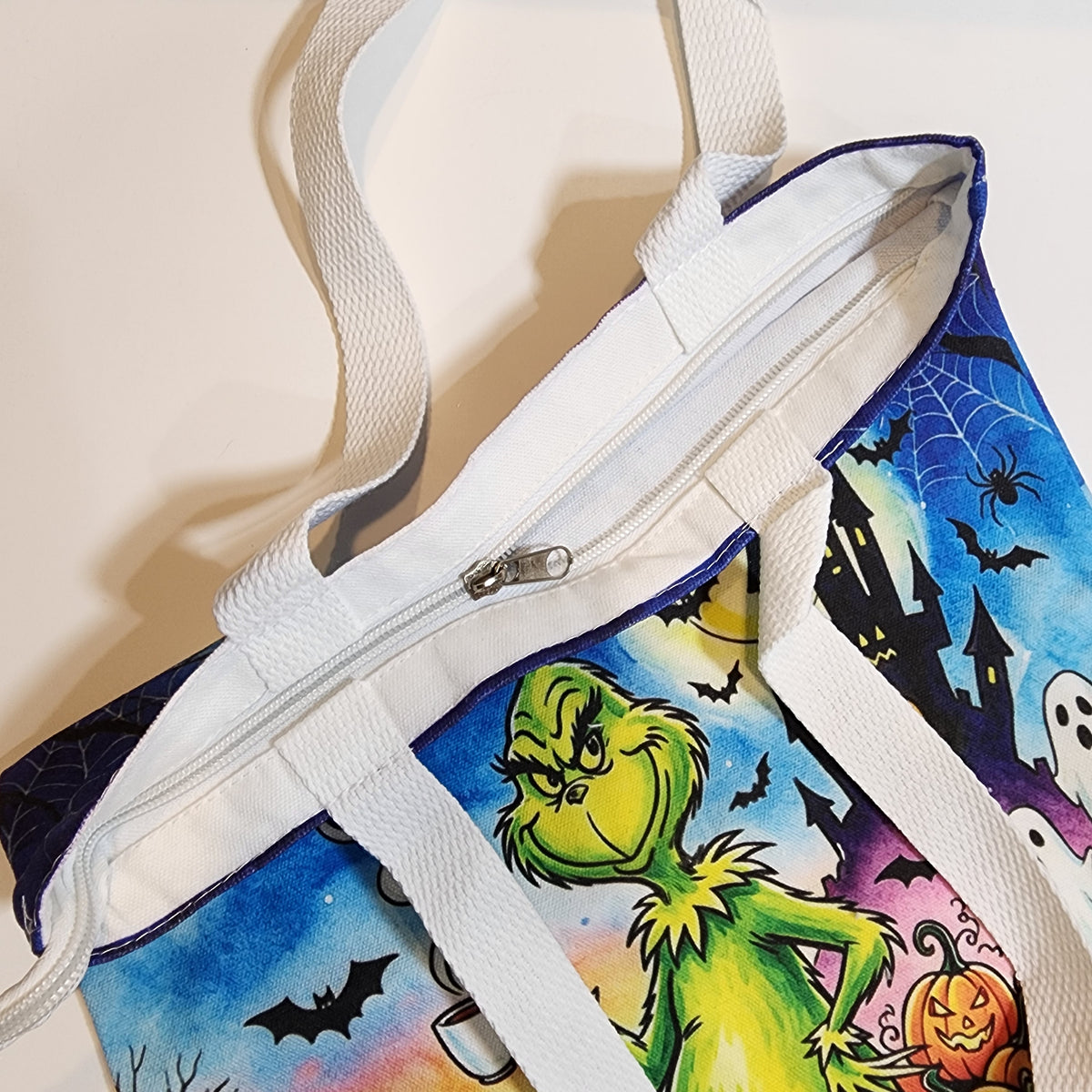 Grinch Pumpkin Patch - Canvas Tote Zipper Closure