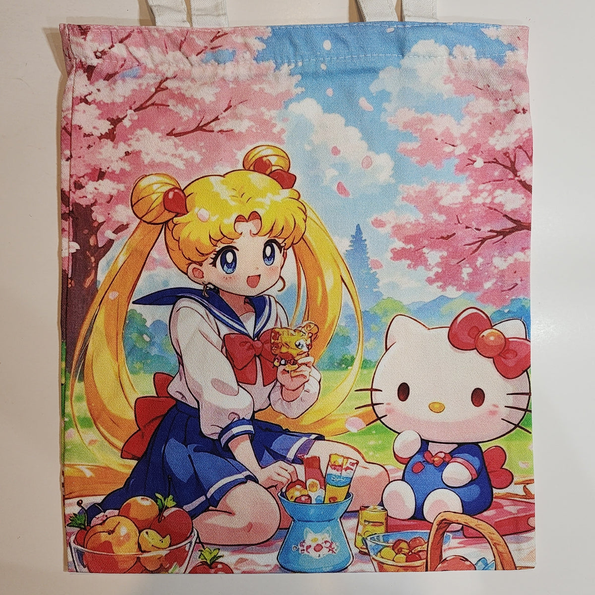 HK & Sailor Moon - Canvas Tote Zipper Closure