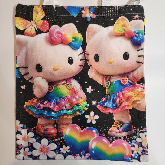 HK Double Rainbow - Canvas Tote Zipper Closure