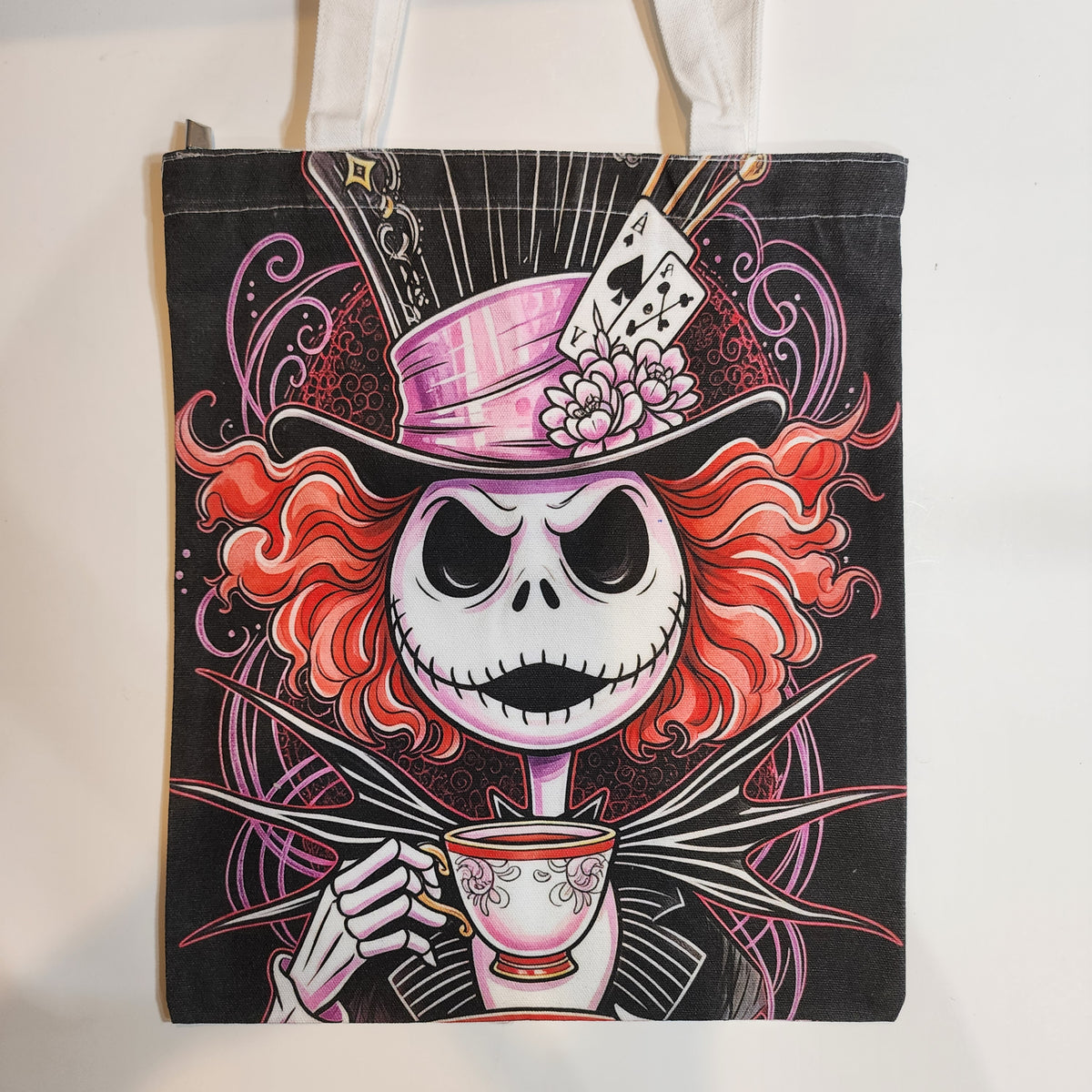 Mad Hatter Jack - Canvas Tote Zipper Closure