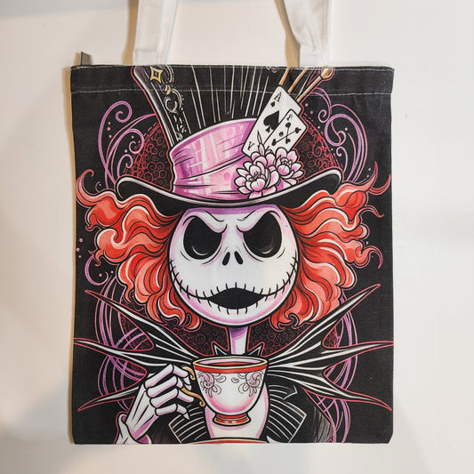Mad Hatter Jack - Canvas Tote Zipper Closure