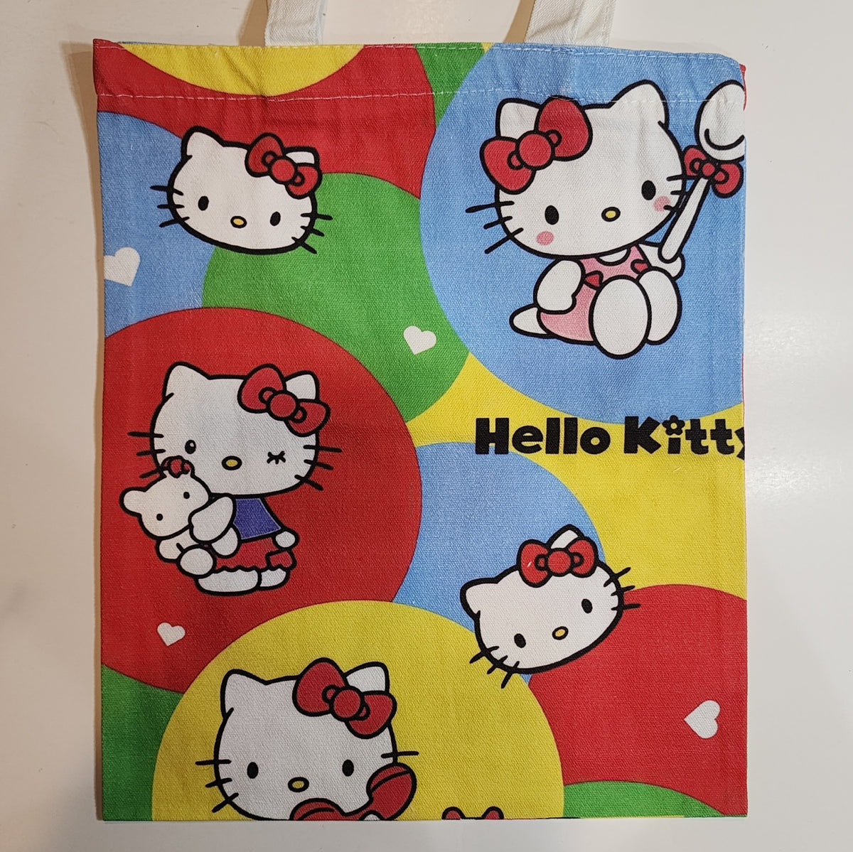 HK Colorful Circles Canvas Tote - Zipper Closure