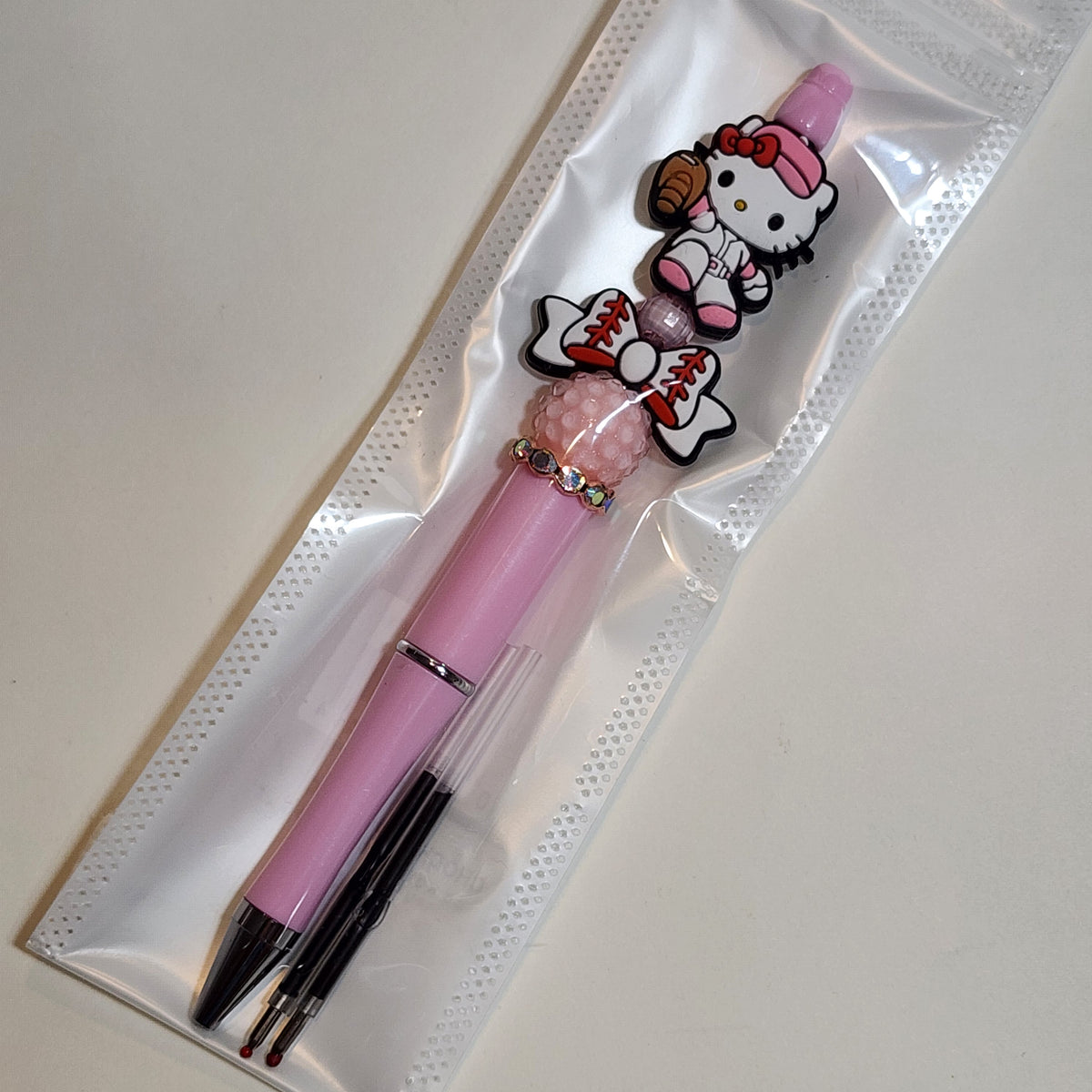 HK Baseball Pink Beaded Pen