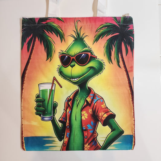 Summer Grinch - Canvas Tote Zipper Closure