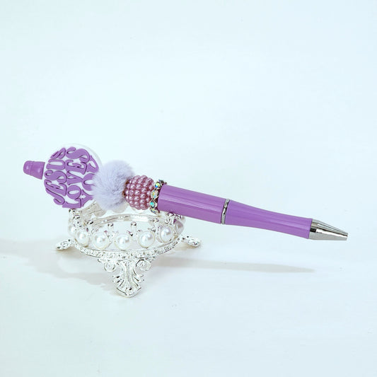 Jesus Loves You Beaded Pen (purple)