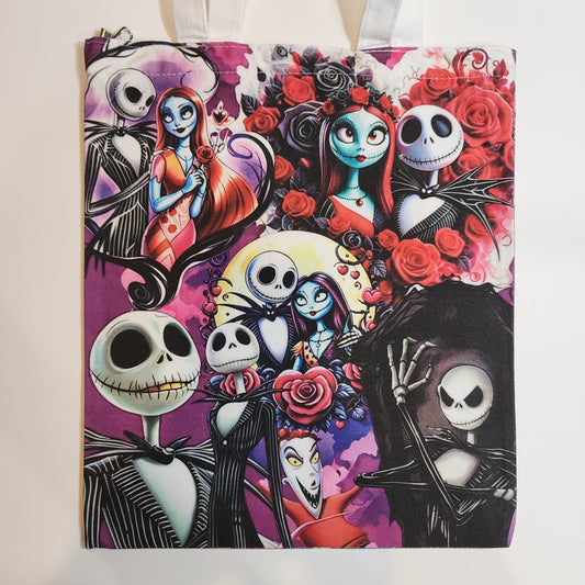 Jack & Sally Collage - Canvas Tote Zipper Closure