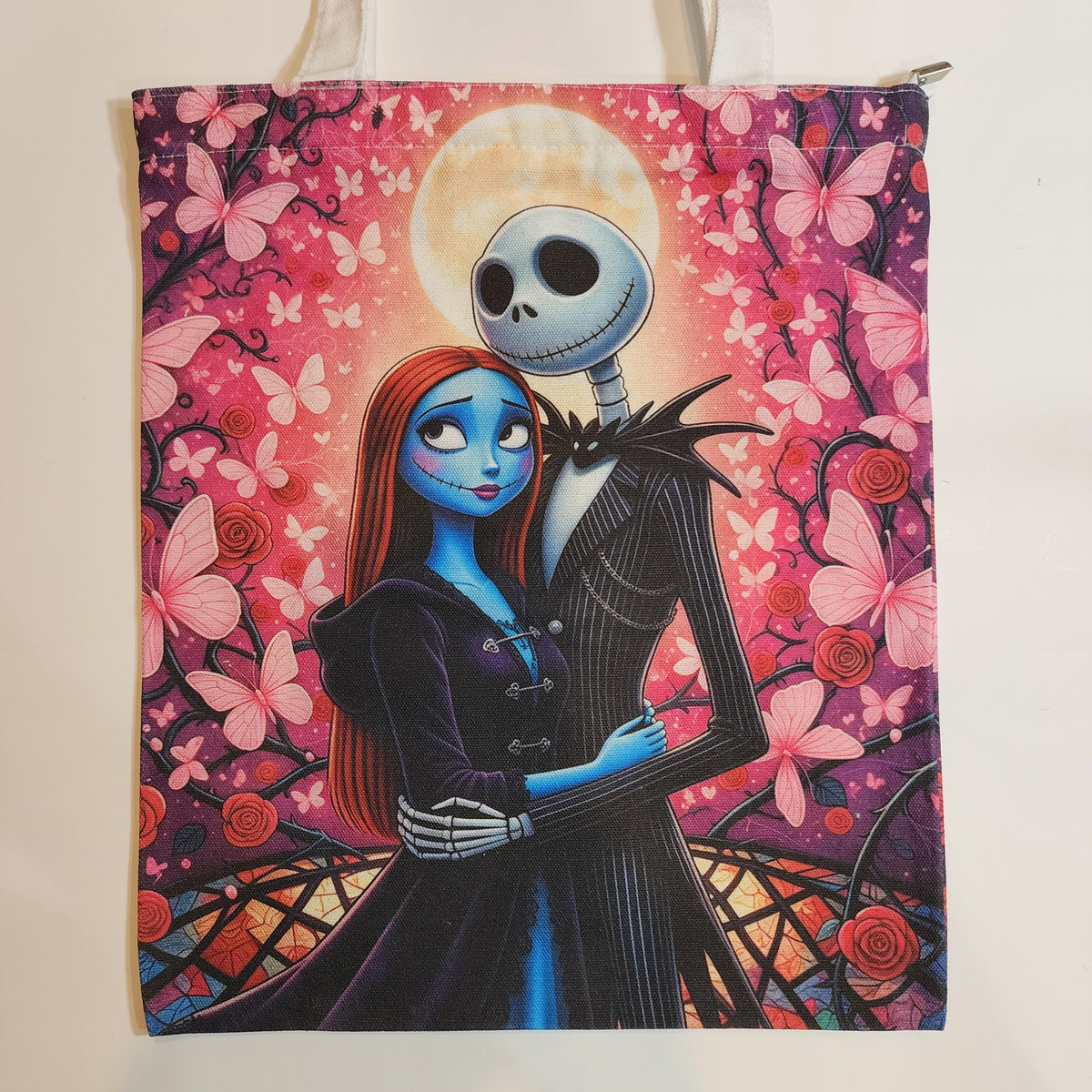 Jack & Sally 1 Canvas Tote - Zipper Closure