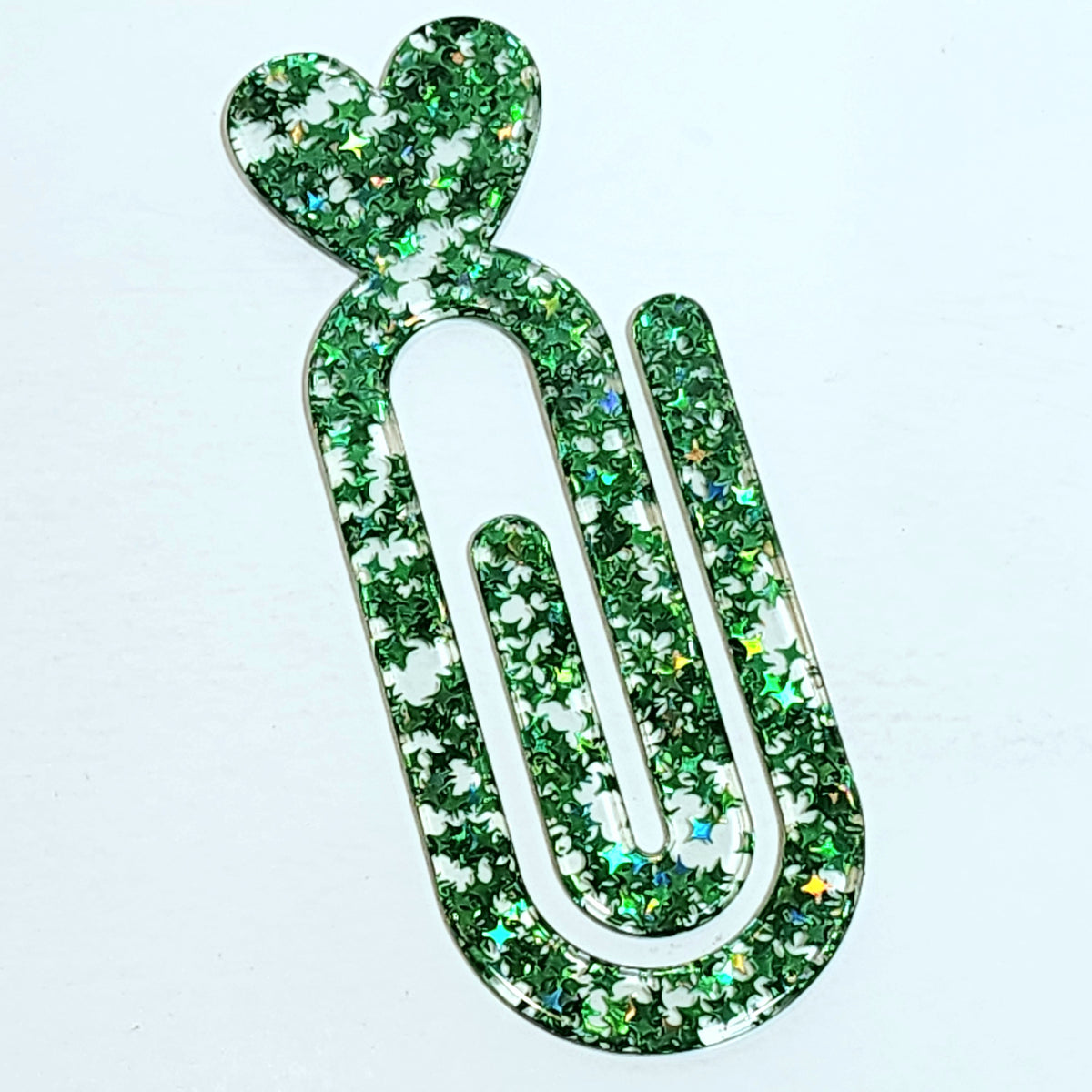 Jumbo Acylic Paper Clip Starry Green Glitter