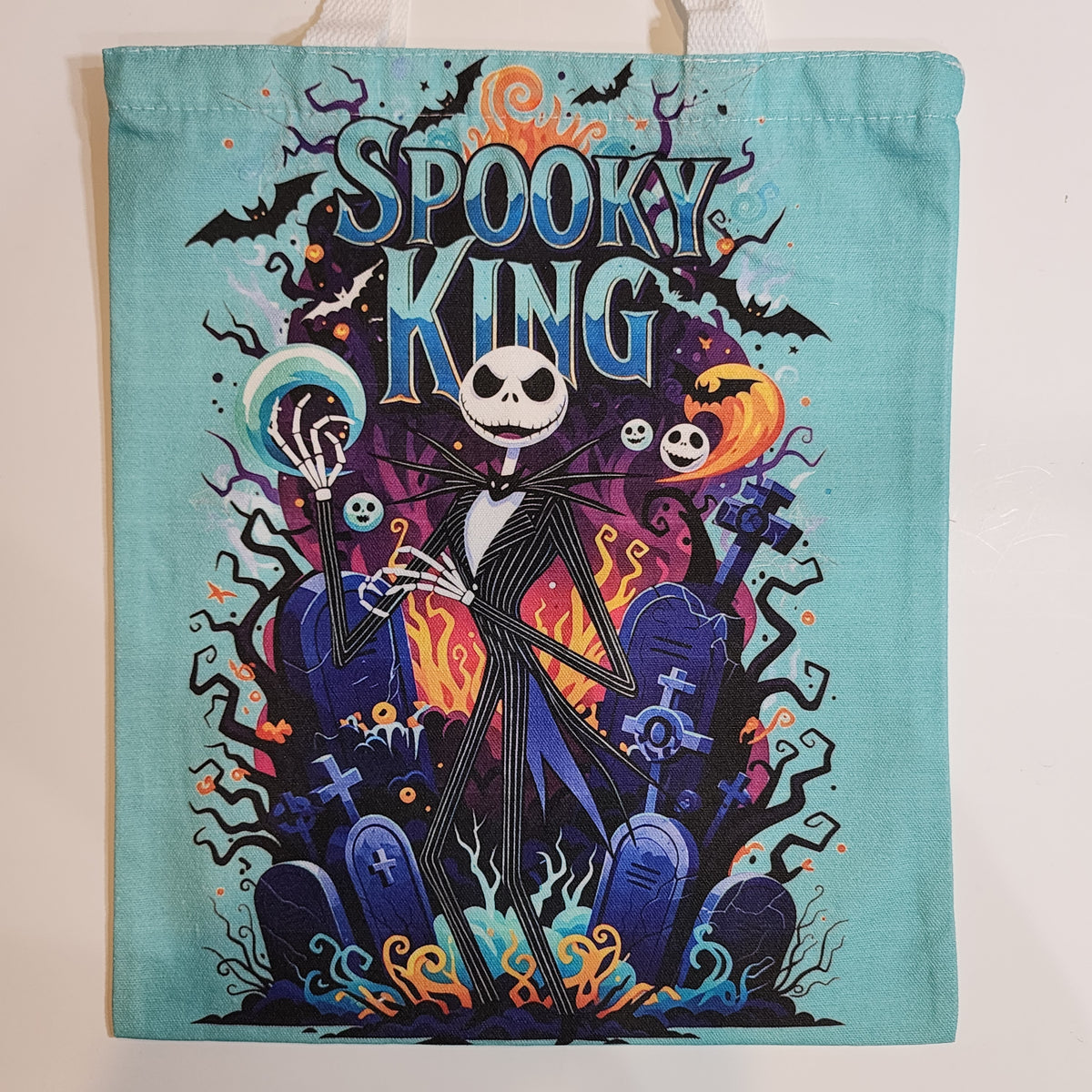 Jack Spooky King - Canvas Tote Zipper Closure