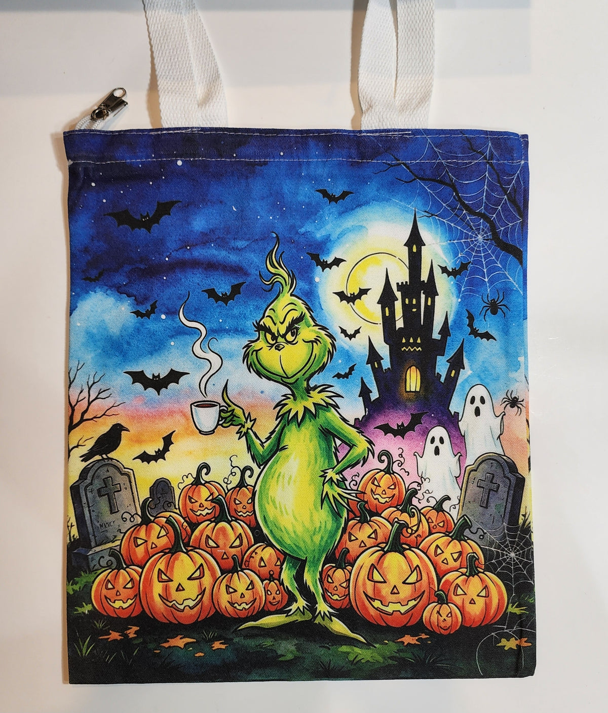 Grinch Pumpkin Patch - Canvas Tote Zipper Closure