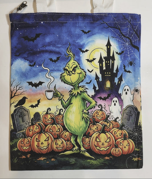 Grinch Pumpkin Patch - Canvas Tote Zipper Closure
