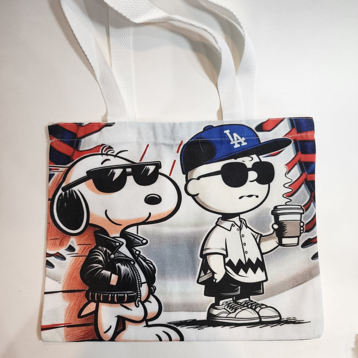 L.A. Chuck & Snoopy - Canvas Tote Snap Closure