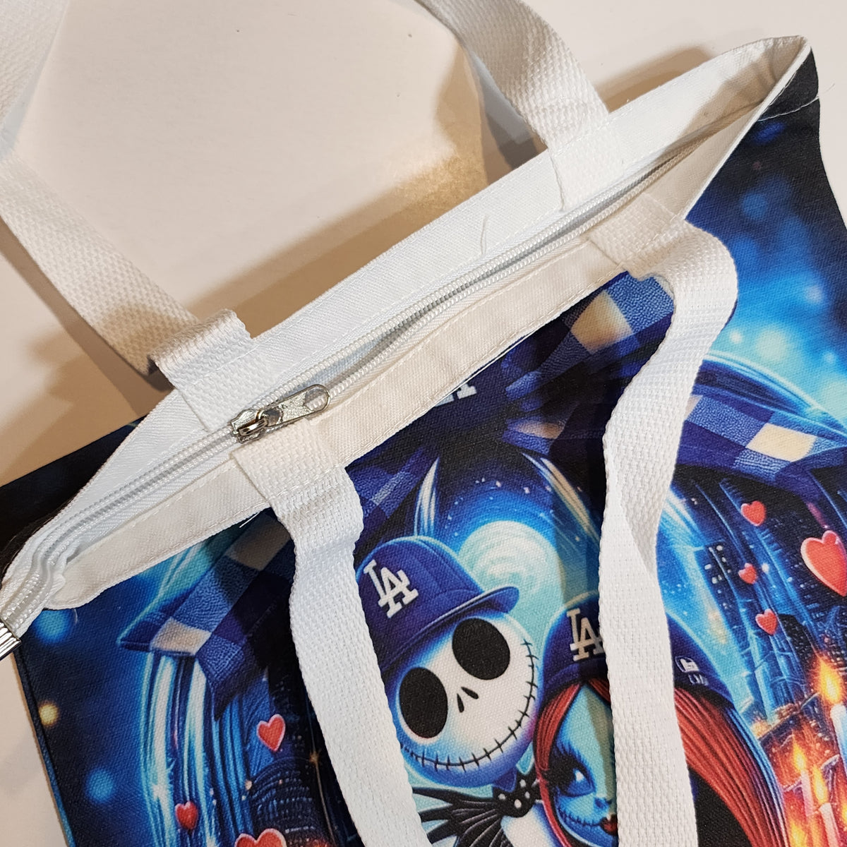 L.A. Jack & Sally Pumpkin - Canvas Tote Zipper Closure