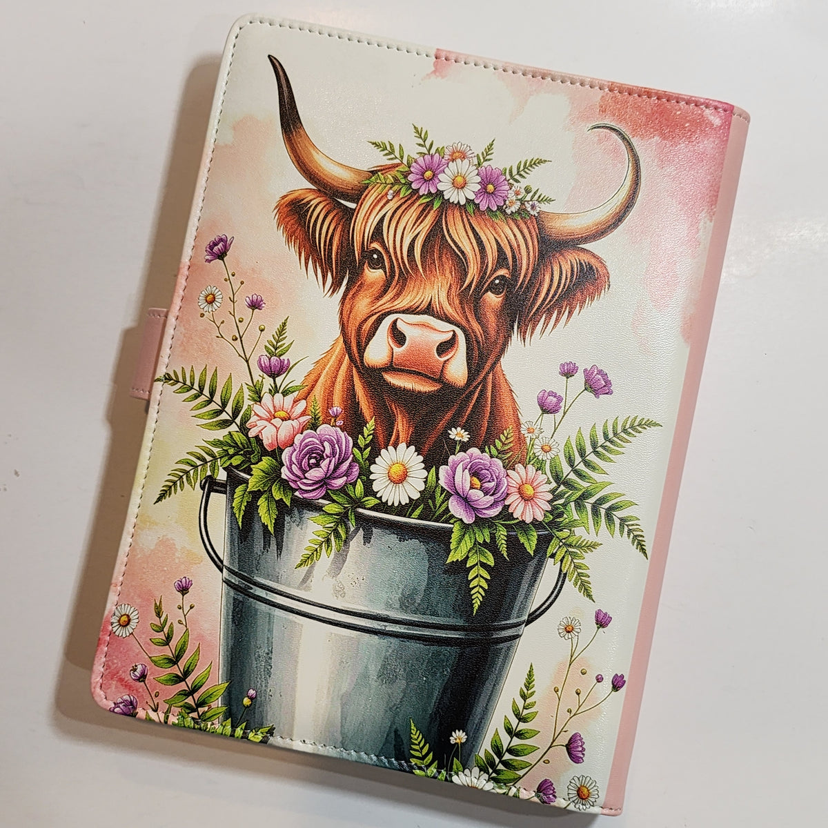 Highland Cow Floral Pail - A5 Binder