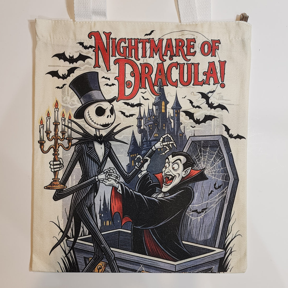 Jack, Nightmare of Dracula Canvas Tote - Zipper Closure