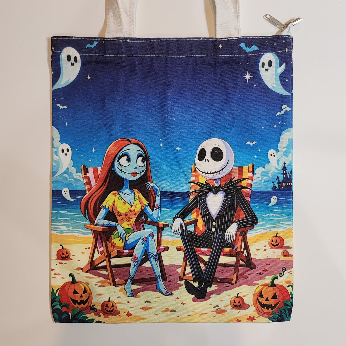 Summer Jack & Sally - Canvas Tote Zipper Closure