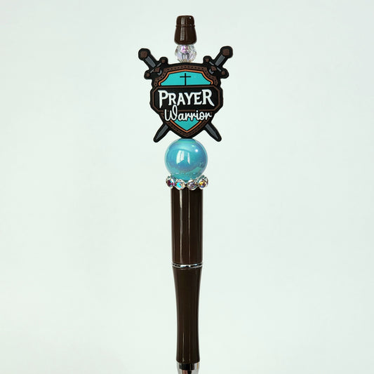 Prayer Warrior Teal Beaded Pen