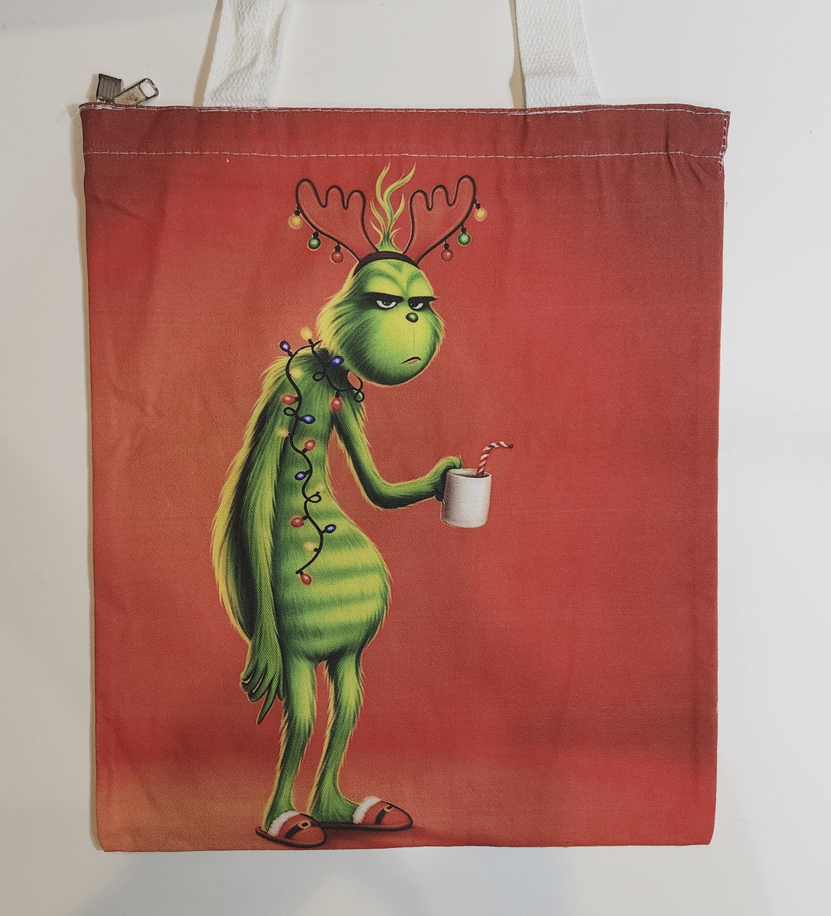 Tangled Grinch - Canvas Tote Zipper Closure