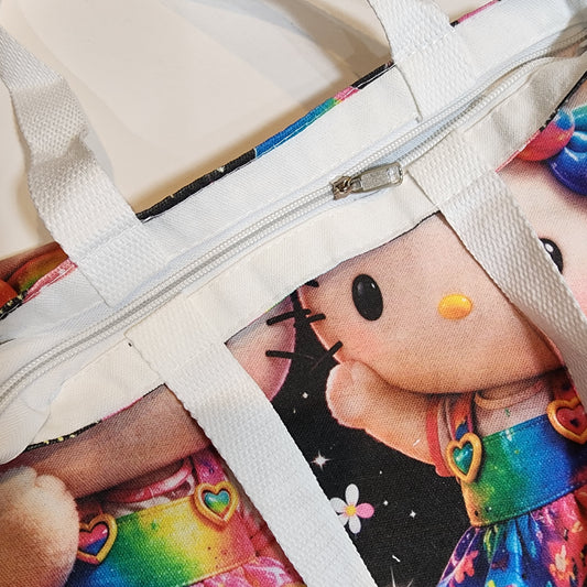HK Double Rainbow - Canvas Tote Zipper Closure